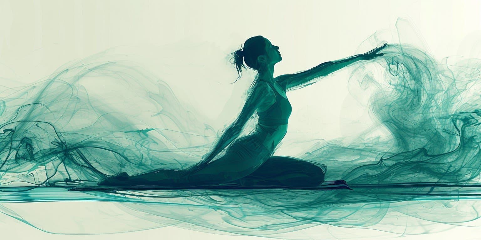 Abstract line-art of a person in a soft yoga pose